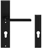 Zestaw okuć do drzwi z antabą - szyld bezpieczny montowany od zewnątrz, klamka od wewnątrz domu.
